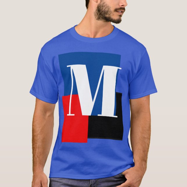 Deep Royal Initial Letter Monogram Modern Stilvoll T-Shirt (Vorderseite)