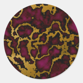 Deep Royal Magenta und Gold-Marmor Texture Design Runder Aufkleber
