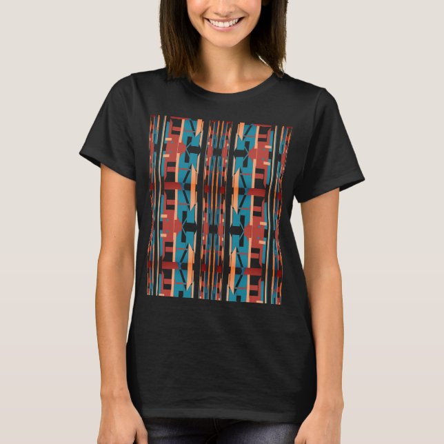 Deep Rust Coral Türkis Südwest Look Motif T-Shirt (Vorderseite)