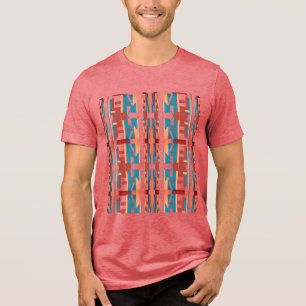 Deep Rust Coral Türkis Südwest Look Motif Tri-Blend Shirt