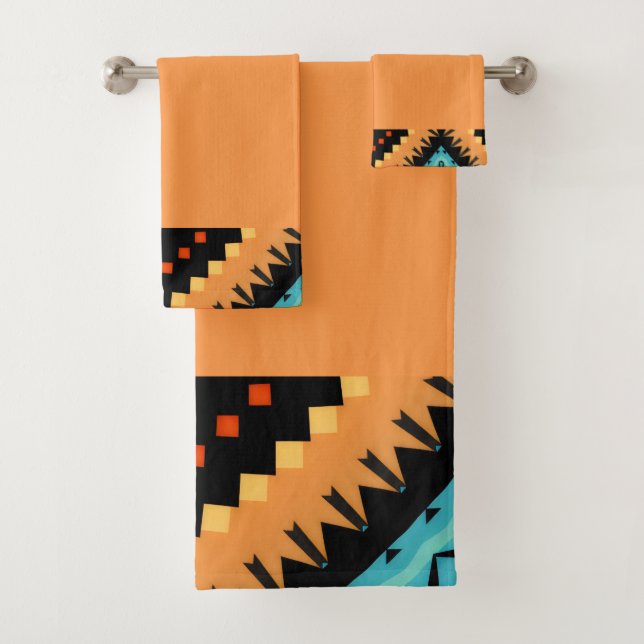 Deep Saffron Bold Pattern 2 Badhandtuch Set (Insitu)