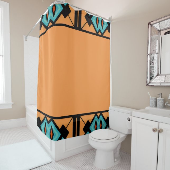 Deep Saffron Bold Pattern Duschvorhang (Beispiel)