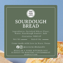 Deep Sage Sourdough-Zutaten-Cottage-Law-Aufkleber Quadratischer Aufkleber