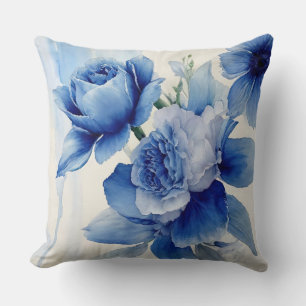 Deep Sapphire Blue Watercolor Kissen