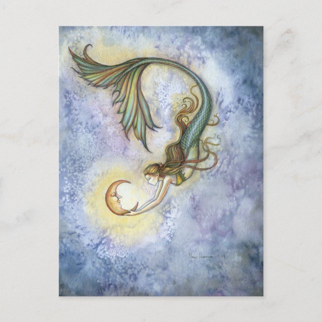 Deep Sea Moon Mermaid Postkarte (Vorderseite)
