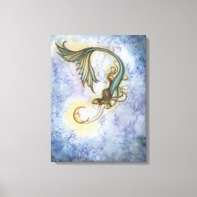 Deep Sea Moon Mermaid Wrapped Canvas Print Leinwanddruck (Vorderseite)