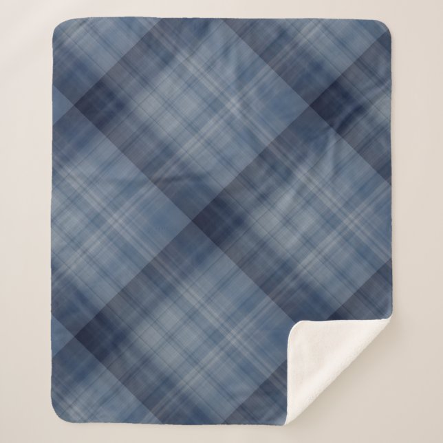 Deep Sky Blue Kariert Sherpadecke (Vorderseite)