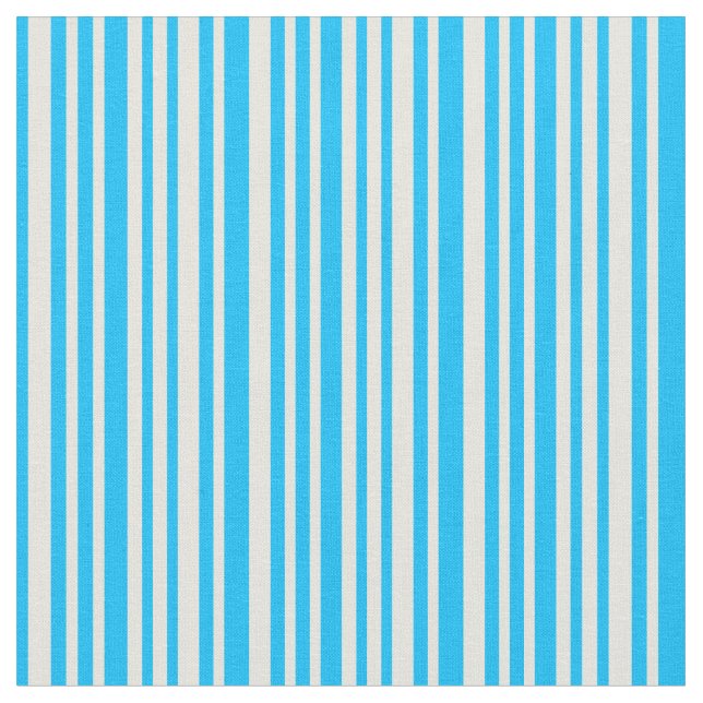 Deep Sky Blue und Beige farbige Linien Stoff (Nahaufnahme)