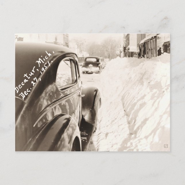 Deep Snow Old Vintage Car Postkarte (Vorderseite)