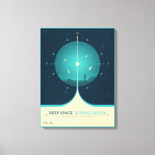 Deep Space Atomic Clock Poster, Blue Version. Leinwanddruck (Vorderseite)