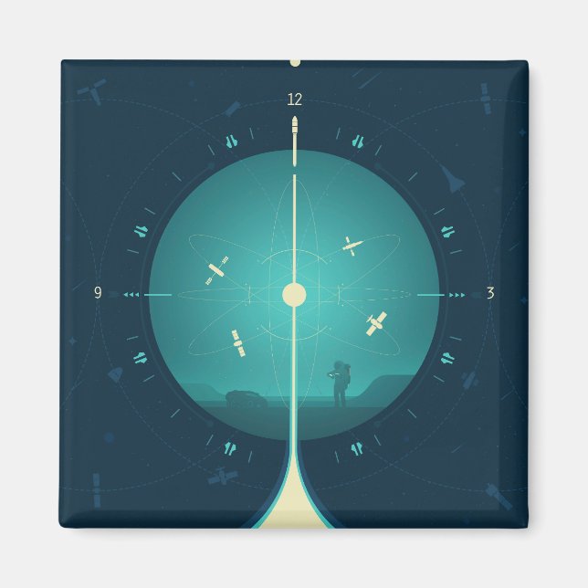 Deep Space Atomic Clock Poster, Blue Version. Magnet (Vorne)