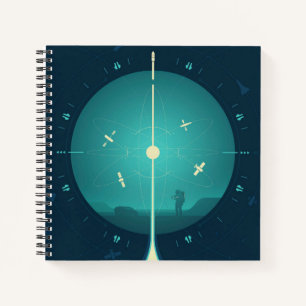 Deep Space Atomic Clock Poster, Blue Version. Notizbuch