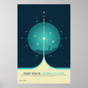 Deep Space Atomic Clock Poster, Blue Version. Poster