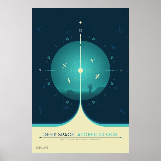 Deep Space Atomic Clock Poster, Blue Version. Poster (Vorne)