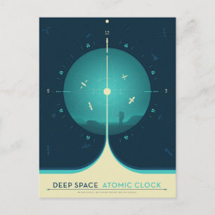 Deep Space Atomic Clock Poster, Blue Version. Postkarte