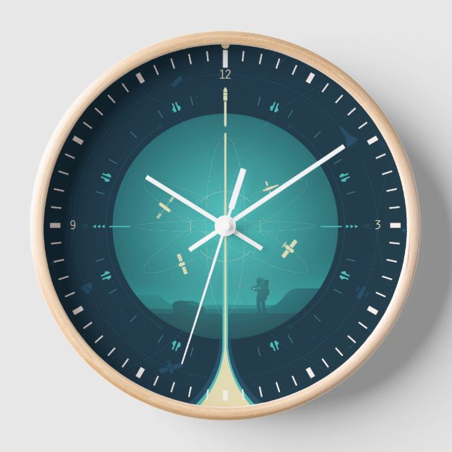 Deep Space Atomic Clock Poster, Blue Version. Uhr (Vorderseite)