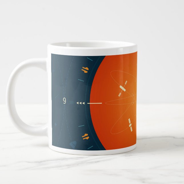 Deep Space Atomic Clock Poster, Orange Version. Jumbo-Tasse (Links)