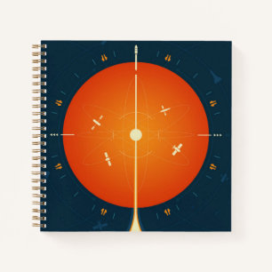Deep Space Atomic Clock Poster, Orange Version. Notizbuch