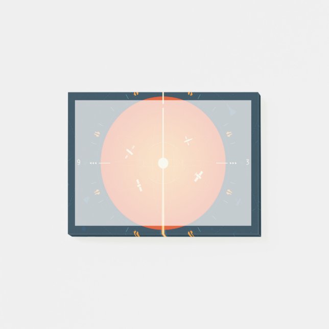 Deep Space Atomic Clock Poster, Orange Version. Post-it Klebezettel (Vorderseite)