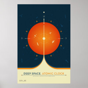 Deep Space Atomic Clock Poster, Orange Version. Poster