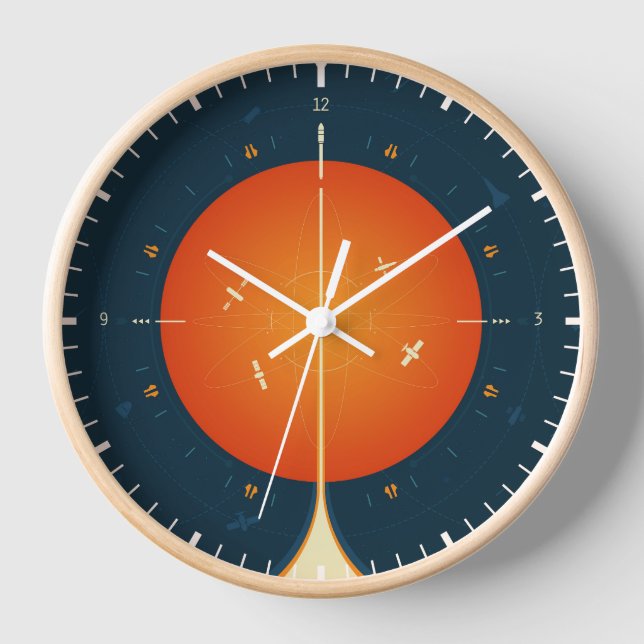 Deep Space Atomic Clock Poster, Orange Version. Uhr (Vorderseite)