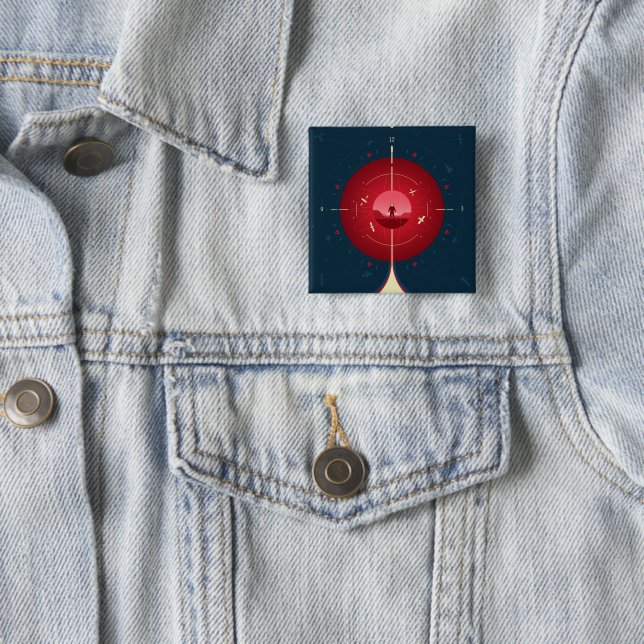 Deep Space Atomic Clock Poster, Red Version. Button (Beispiel)
