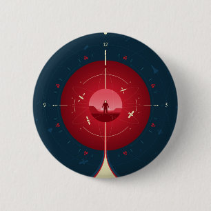 Deep Space Atomic Clock Poster, Red Version. Button