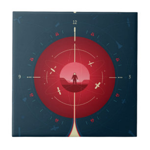 Deep Space Atomic Clock Poster, Red Version. Fliese