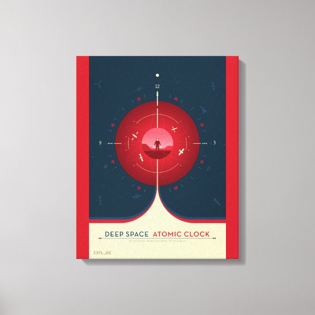 Deep Space Atomic Clock Poster, Red Version. Leinwanddruck (Vorderseite)