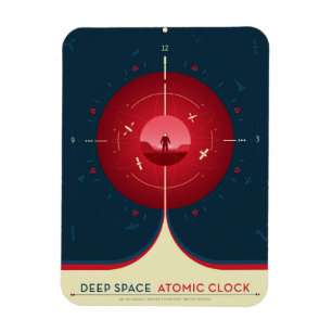 Deep Space Atomic Clock Poster, Red Version. Magnet