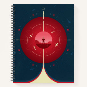 Deep Space Atomic Clock Poster, Red Version. Notizbuch