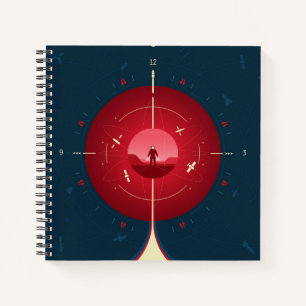 Deep Space Atomic Clock Poster, Red Version. Notizbuch