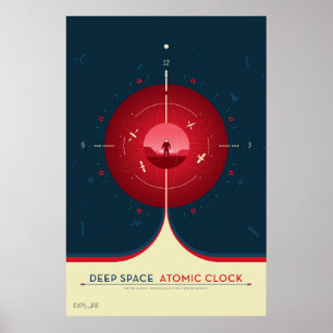 Deep Space Atomic Clock Poster, Red Version. Poster