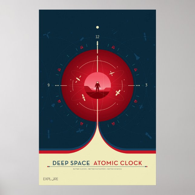 Deep Space Atomic Clock Poster, Red Version. Poster (Vorne)