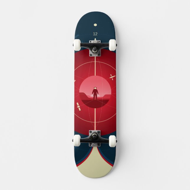 Deep Space Atomic Clock Poster, Red Version. Skateboard (Vorderseite)