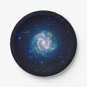 Deep Space Blue Spiral Pinwheel Galaxy Pappteller