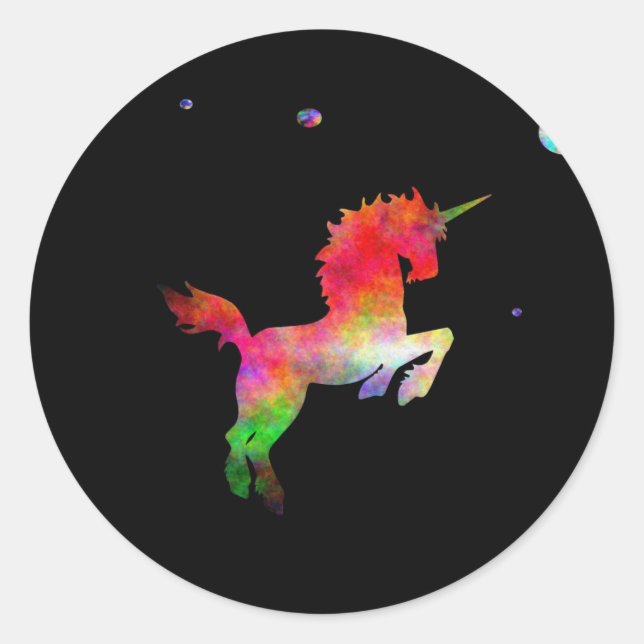Deep Space Multi-hued Unicorn Runder Aufkleber (Vorderseite)