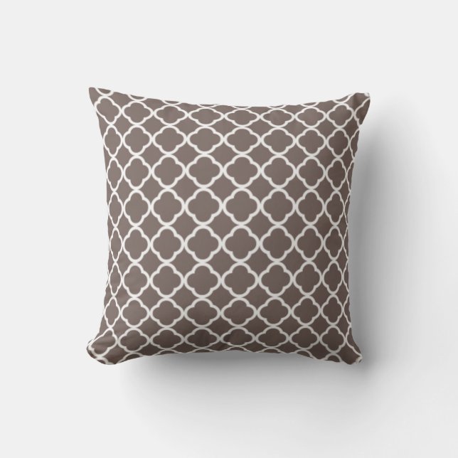 Deep Taupe Quatrefoil Kissen (Vorderseite)