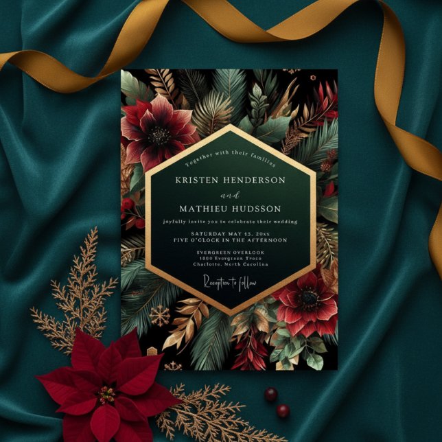 Deep Teal Bloom Luxe Wedding Einladung (Von Creator hochgeladen)