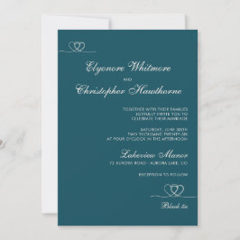 Deep Teal  Elegant Chic Calligraphy Wedding Einladung