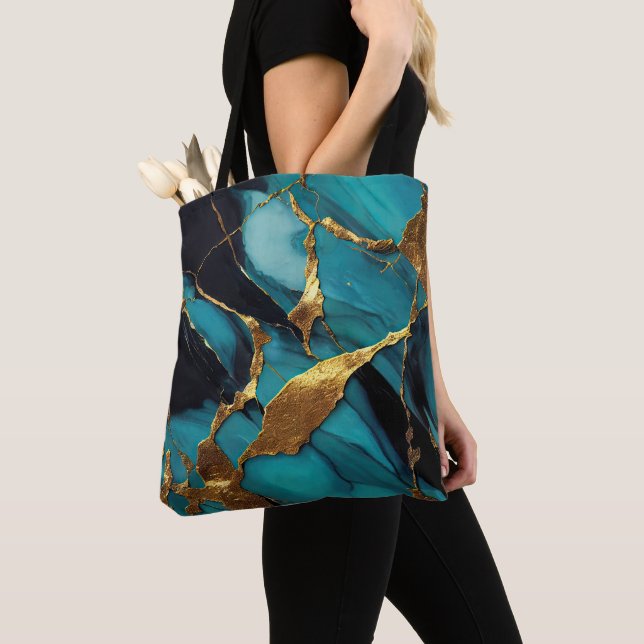 Deep Teal Marble with Bold Gold Veins (Von Nahem)