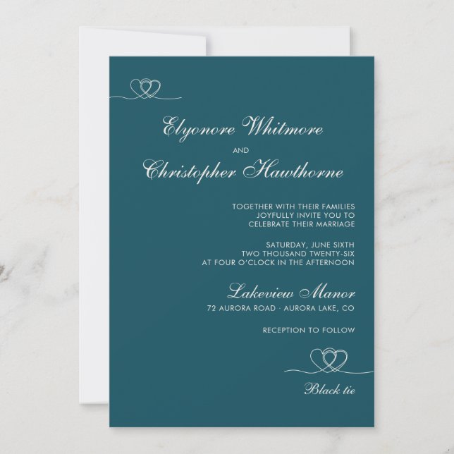 Deep Teal  Modern Chic Mix and Match Wedding Einladung (Vorderseite)