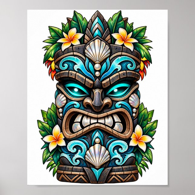 Deep Teal Reef Tiki Poster (Vorne)