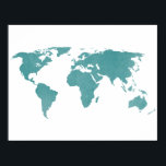 Deep Türkise Rustikale Weltkarte Poster<br><div class="desc">Deep Türkise Rustikale Weltkarte</div>