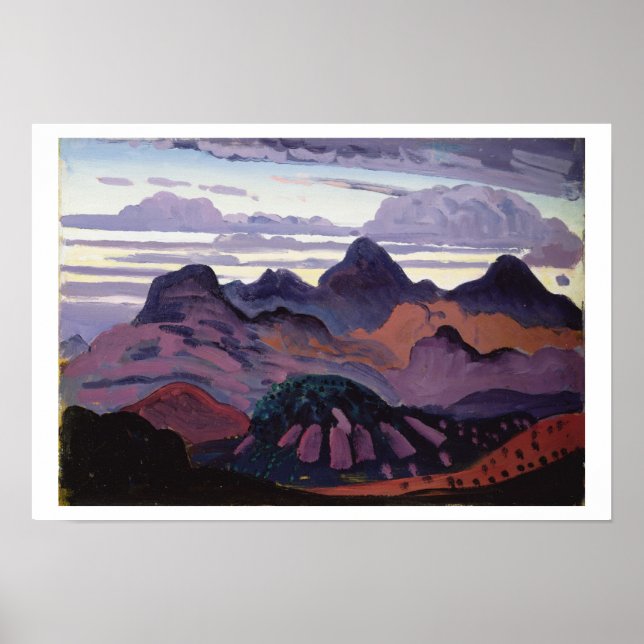 Deep Twilight, Pyrenäen, c.1912-13 (Öl auf Tafel) Poster (Vorne)