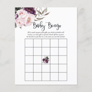 Deep Velvet Floral Baby Dusche Bingo