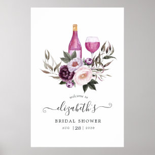 Deep Velvet Floral Brautparty Willkommen Poster