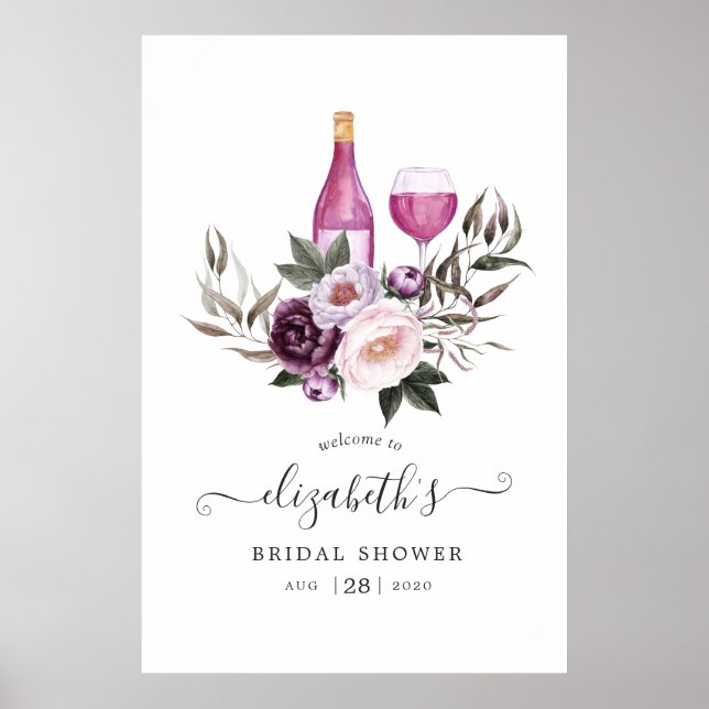 Deep Velvet Floral Brautparty Willkommen Poster (Vorne)