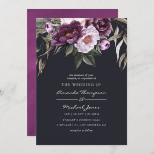 Deep Velvet Floral Wedding Einladung