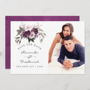 Deep Velvet Floral Wedding Save the Date Einladung